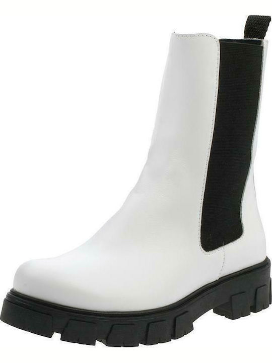 Leather Women's Ankle Boots White
