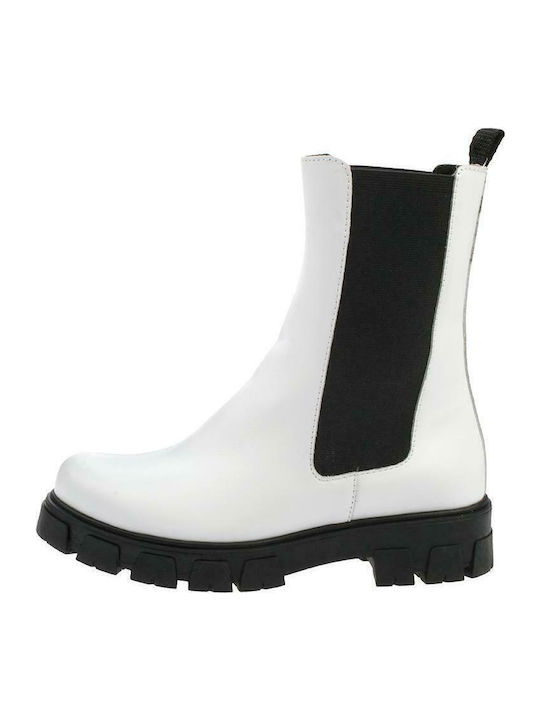 Leather Women's Ankle Boots White