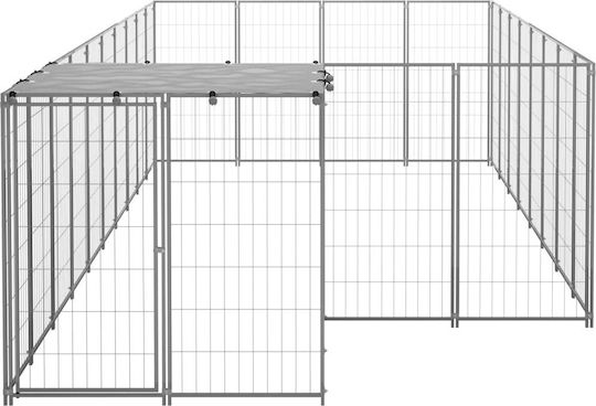 vidaXL Dog Park 10.89 sq.m. Made of Metal in Silver Colour 550 x 220 x 110 cm