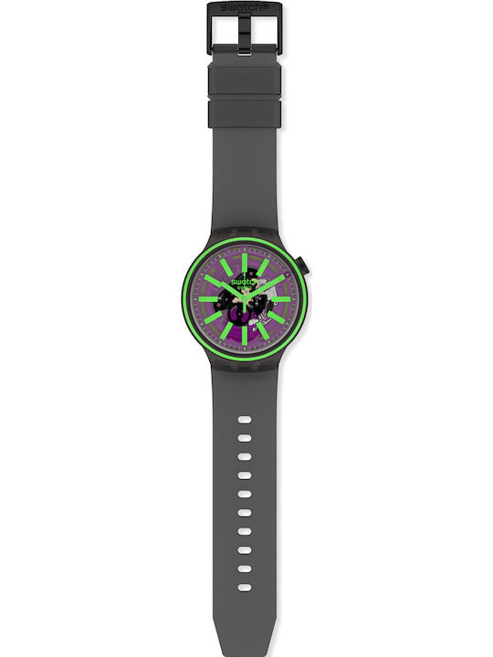 Swatch Big Bold Pink Taste Men's Watch 47mm Battery with Black Rubber Strap
