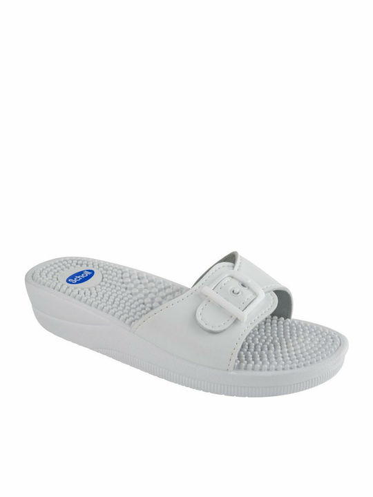 Massage Women's Flat Sandals Anatomic in White Color