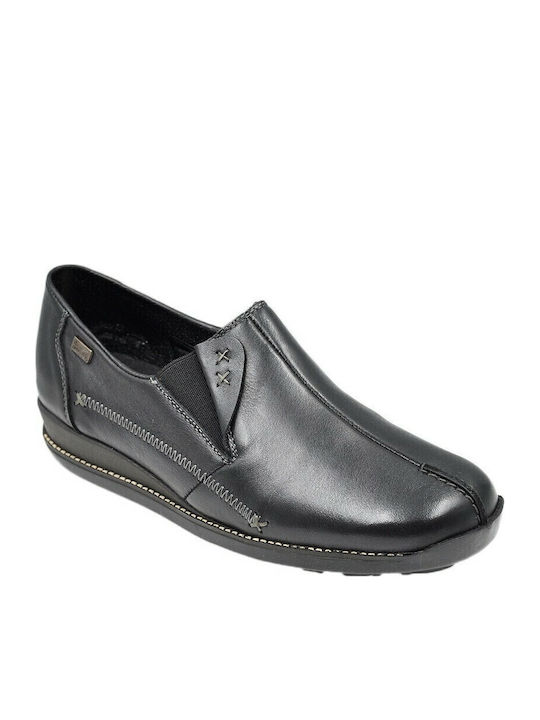 Δερμάτινα Γυναικεία Loafers σε Μαύρο Χρώμα