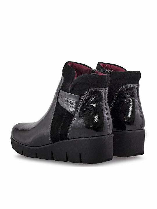 Leder Stiefeletten Damen Schwarz