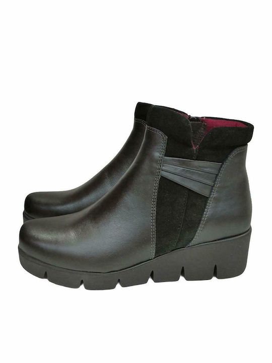 Leder Stiefeletten Damen Schwarz