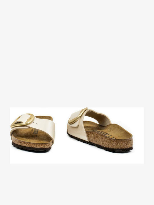 Madrid Big Buckle Birko-Flor Women's Anatomic Sandals Graceful Pearl White Narrow Fit