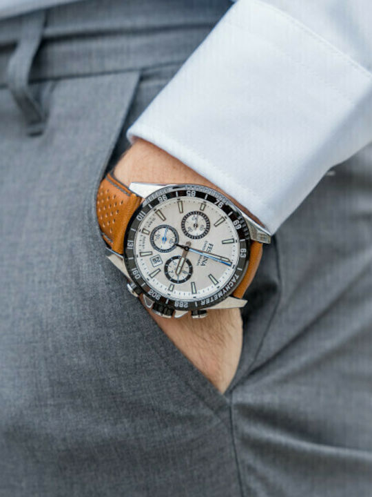 Festina Men's Watch 45mm Chronograph Battery with Brown Leather Strap