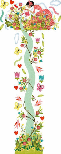 Djeco Kids Growth Height Chart Wall Sticker Girl in the Garden Multicolour 160cm