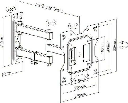 Brateck LPA68-223 Full-motion Βάση Τηλεόρασης Τοίχου με Βραχίονα έως 43" και 30kg