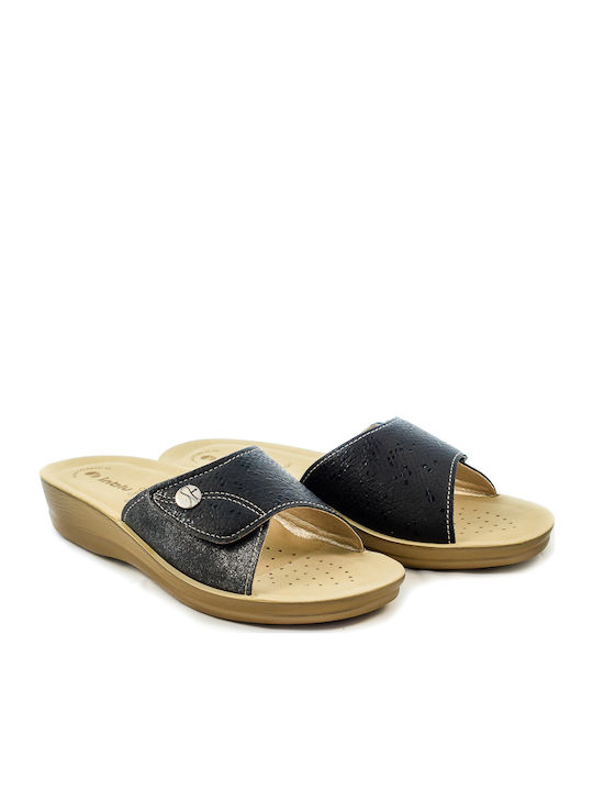 VR57 Anatomic Women's Leather Platform Wedge Sandals Black