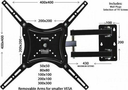 HDL-117B-2 Βάση Τηλεόρασης Τοίχου έως 46" και 50kg