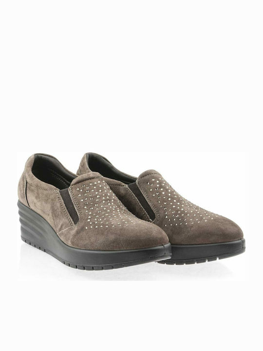 Ανατομικά Γυναικεία Slip-On Δερμάτινα Καφέ