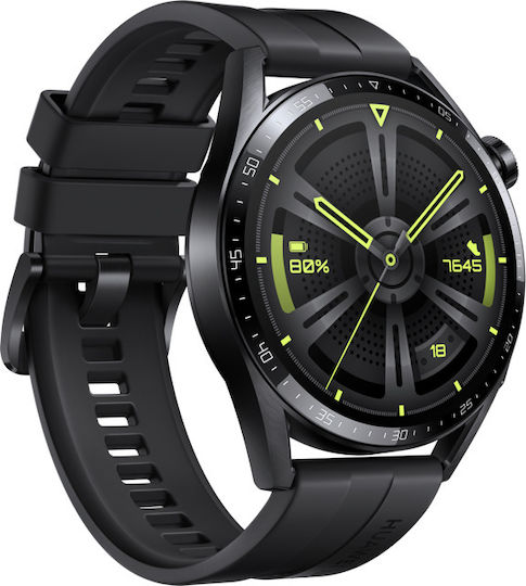 Huawei Watch GT 3 Active Stainless Steel 46mm Αδιάβροχο με Παλμογράφο (Μαύρο)