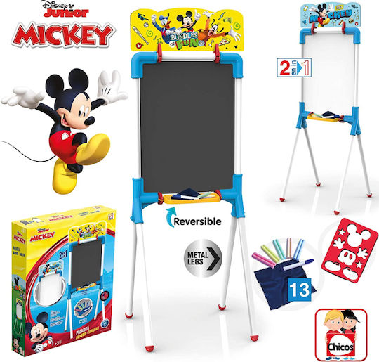 Chicos Mickey Mouse Tablă De Scris Cu Marker Față Și Spate Tablă De Scris Pentru Copii Și Suporturi Pentru Desenat 32.5x37x85cm