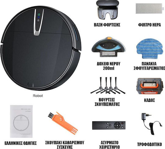 Telco Robot Vacuum Cleaner with Smart Navigation and Suction Power 3200Pa Black