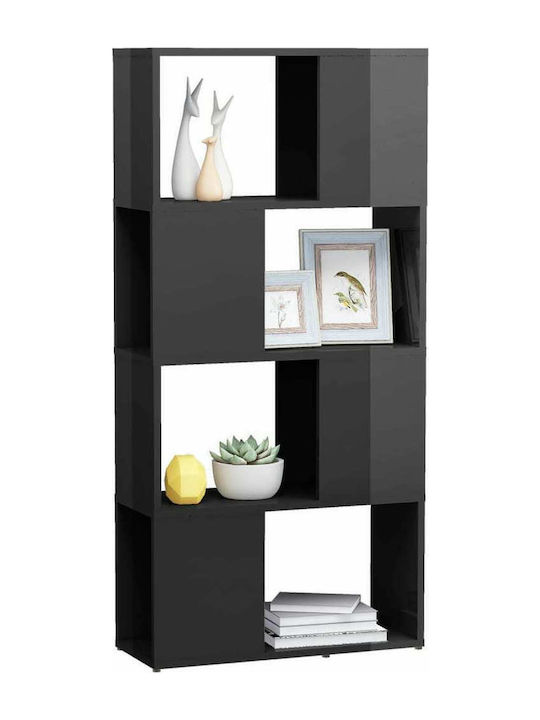 Bookcase Glossy Grey 60x24x124.5cm