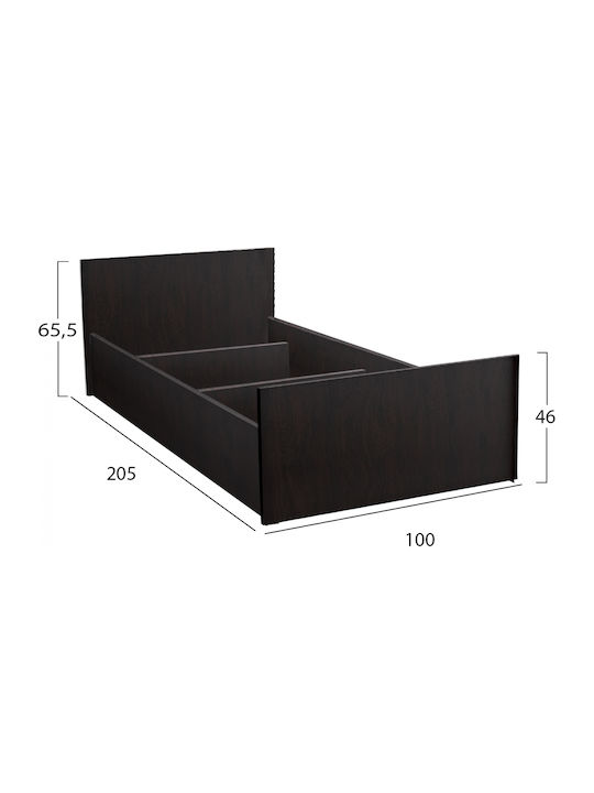 Adler Легло Единично Дървено Венге за Матрак 90x200см