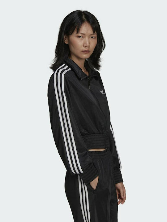 Adicolor Classics High-Shine Short Women's Cardigan with Zipper Black
