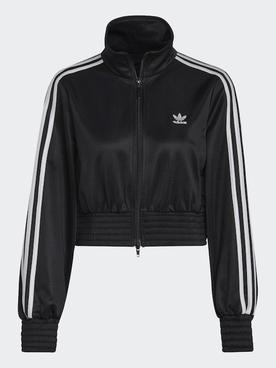 Adicolor Classics High-Shine Short Women's Cardigan with Zipper Black