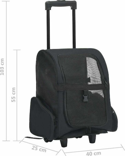 vidaXL Waterproof Dog/Cat Carrying Black Trolley for 10kg Pets L40xW25xH55cm
