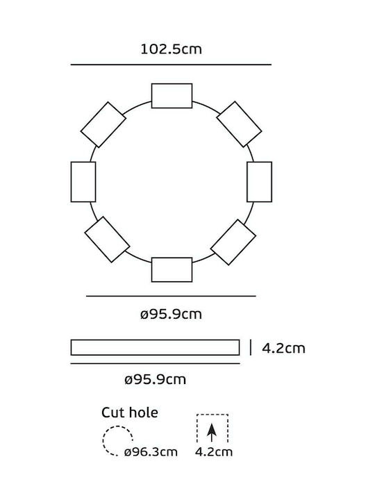 VK Lighting Round Recessed LED Panel 114W with Natural White Light 4000K 102.5cm