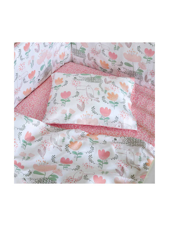 Nima Toco Toucan Set Baby Bettlaken Für Krippe Baumwollsatin Rosa 120x170cm 3Stück