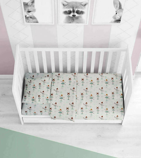 Dimcol Ballerina Baby Sheet Cradle Flannel Green 80x110cm