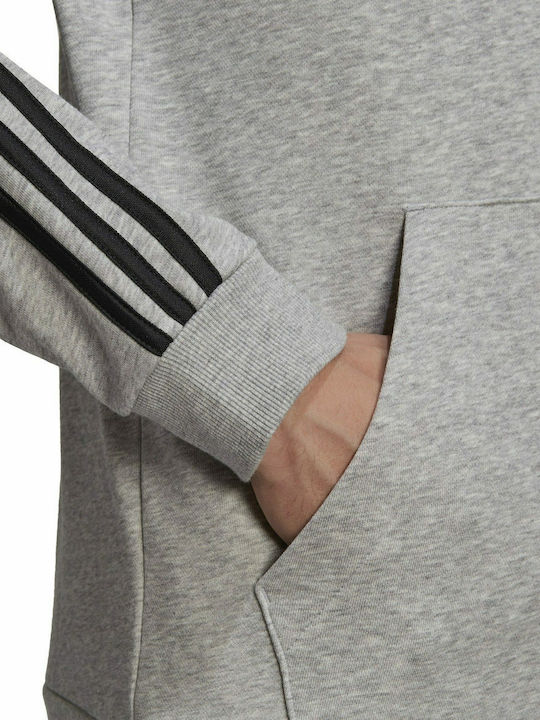 Essentials French Terry 3-Stripes Ζακέτα με Κουκούλα Heather Grey