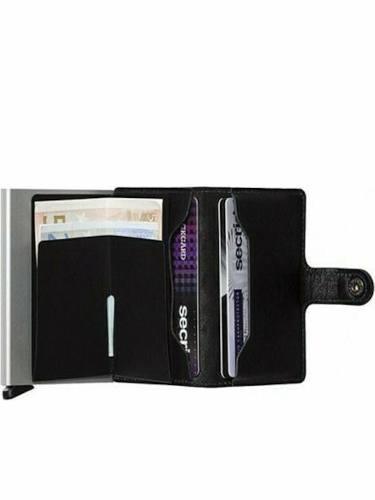 Miniwallet Original Leather Men's Wallet Cards with RFID and Slide Mechanism Black