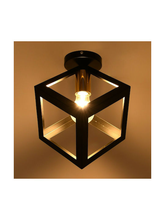 GloboStar Cube Ceiling Mount Light 25cm Black with Socket E27