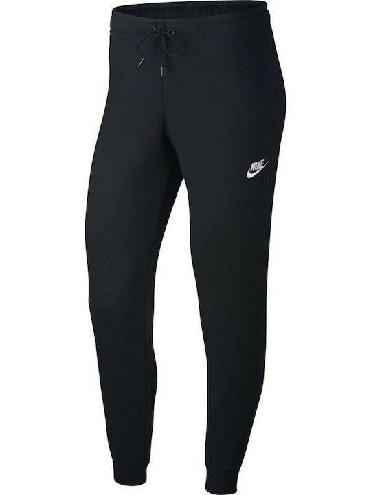 Sportswear Висока талия Долнище на анцуг с гума Флийс Черен