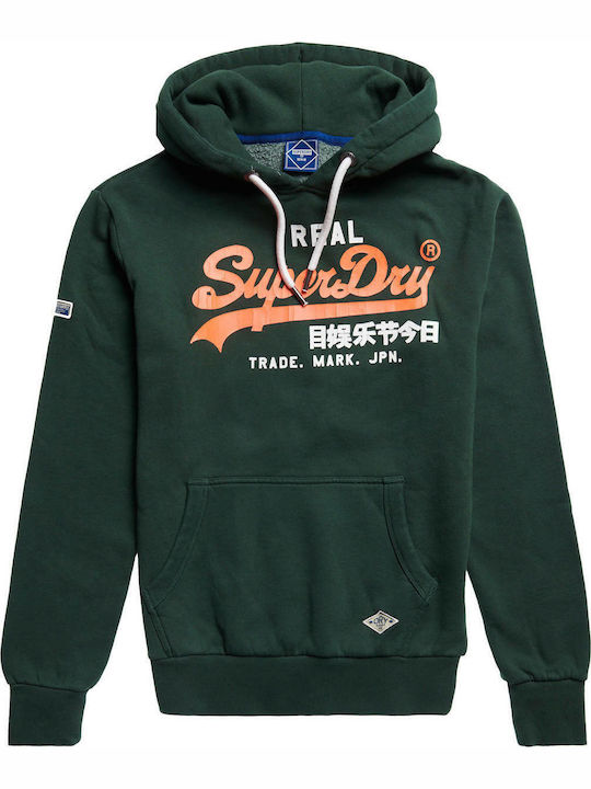 Herren Sweatshirt Jacke mit Kapuze und Taschen Grün