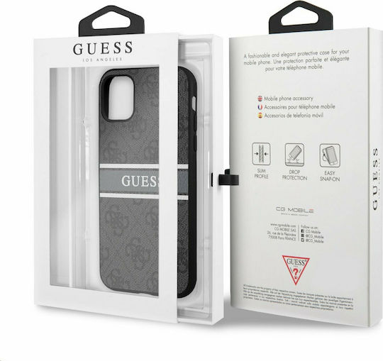 Guess 4G Printed Stripe Back Cover Plastic Gray for iPhone 11
