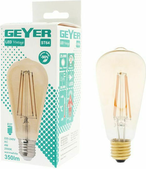 Geyer LED-Lampe 5W für Fassung E27 und Form ST64 Warmes Weiß 350lm Dimmbar