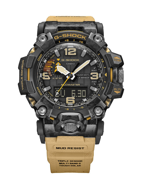 Casio G-Shock Mudmaster Men's Watch 54mm Solar with Beige Rubber Strap