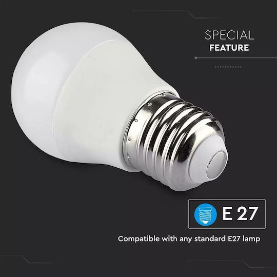 V-TAC Smart Λάμπα VT-5124 LED 4.5W για Ντουί E27 και Σχήμα G45 RGBW 300lm Dimmable