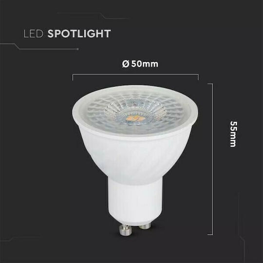 V-TAC VT-247 LED Bulb 6.5W for Socket GU10 and Shape MR16 Natural White 480lm