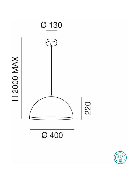Fabas Luce Dingle Hängelampe Schwarz mit Fassung E27 40cm.