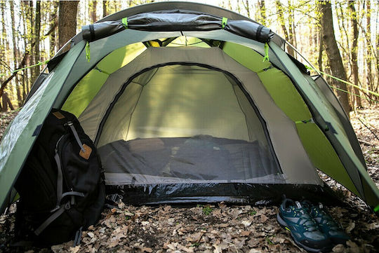 Peme Climate 3 Camping Tent Igloo Mountaineering Khaki with Double Cloth 4 Seasons for 3 People Waterproof 3000mm 310x180x120cm