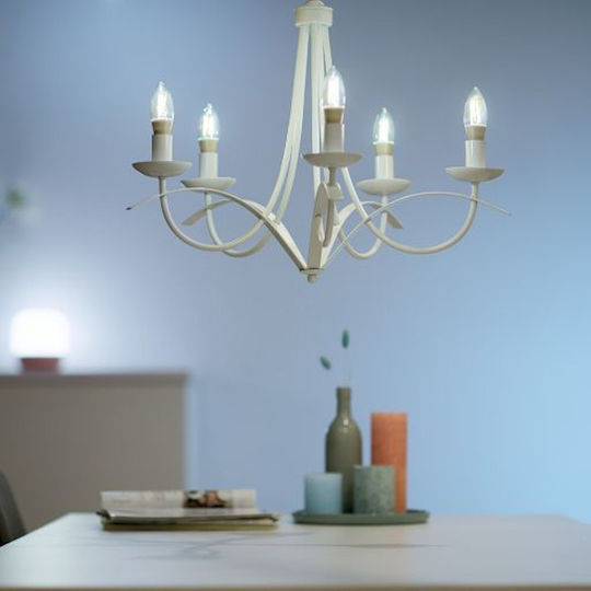 WiZ Smart Λάμπα LED 4.9W για Ντουί E14 και Σχήμα C35 Ρυθμιζόμενο Λευκό 370lm Dimmable
