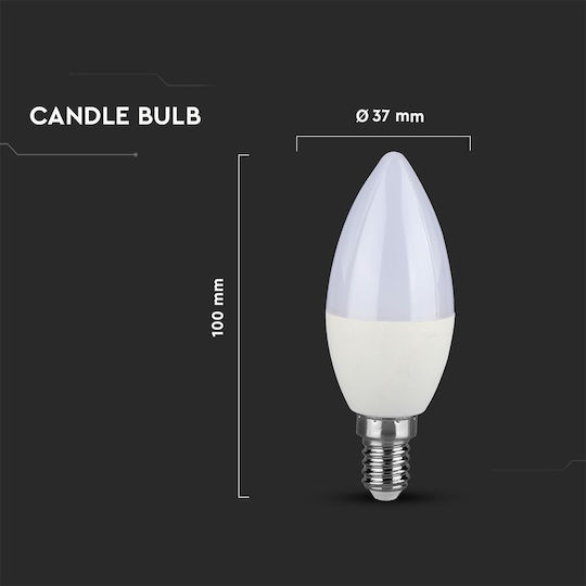 V-TAC LED Bulb 5.5W for Socket E14 and Shape C37 Natural White 470lm Dimmable