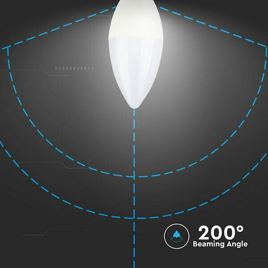 V-TAC VT-226 Λάμπα LED 5.5W 81mm για Ντουί E14 και Σχήμα C37 Θερμό Λευκό 470lm