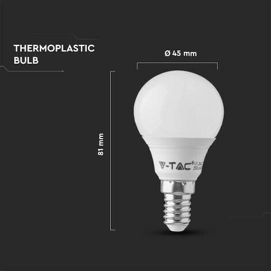 V-TAC VT-236 LED Bulb 5.5W 81mm for Socket E14 and Shape G45 Cool White 470lm