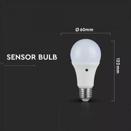 V-TAC VT-2016 LED Bulb 9W 112mm for Socket E27 and Shape A60 Warm White 806lm with Photocell