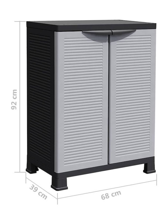 Zweiflügeliger Schrank Kunststoff mit 2 Regale Grey 68x39x92cm
