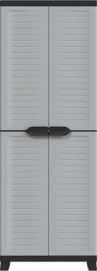 Zweiflügeliger Schrank Kunststoff mit 4 Regale Grey 65x45x181cm