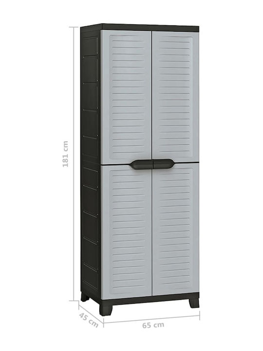 Dulap cu două uși Plastic cu 4 Rafturi Gri 65x45x181cm