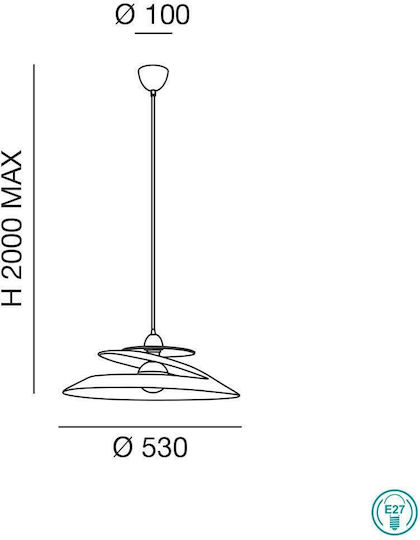 Fabas Luce Aragon Pendant Light White with Socket E27 53x200cm