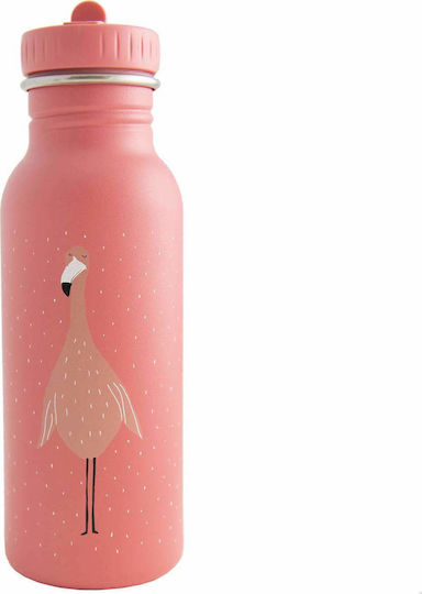 Trixie Kids Water Bottle Stainless Steel with Screw Cap Non Spill Mrs Flamingo 500ml
