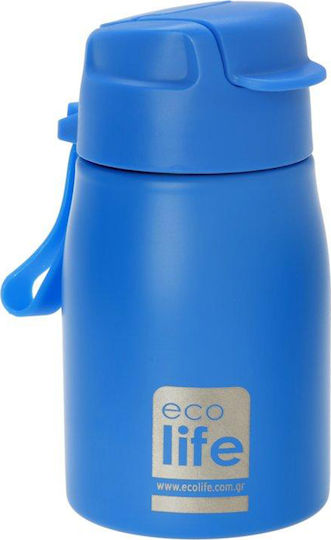 Ecolife Παιδικό Παγούρι Ανοξείδωτο με Καλαμάκι Μπλε 400ml