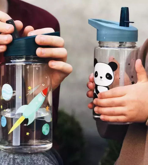 A Little Lovely Company Kids Water Bottle Plastic with Straw 450ml